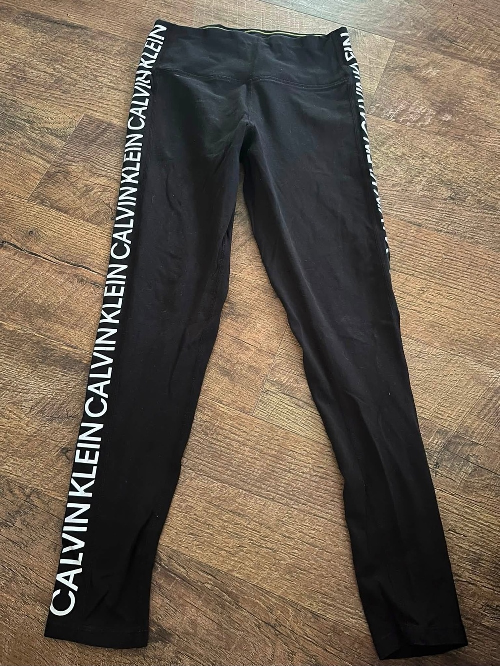 Calvin Klein Black Leggings with White Side Logo